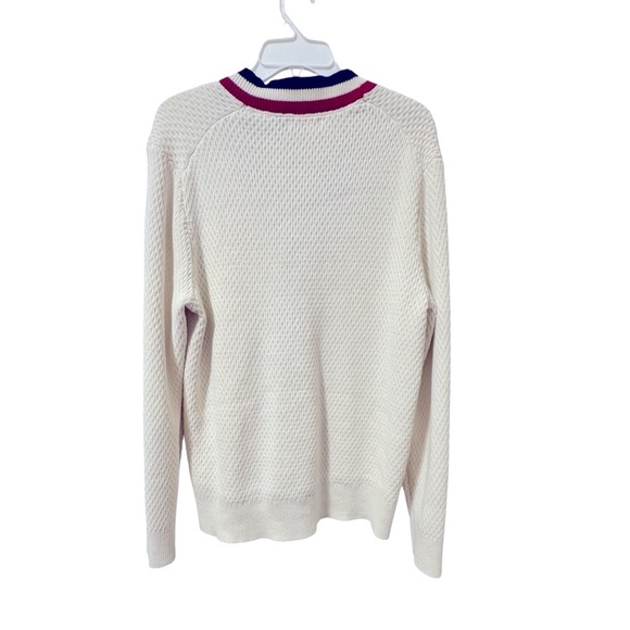 Nautica Cardigan Sweater Cotton Mens Sz XL Navy Crimson Trim Preppy Vintage - Picture 4 of 8